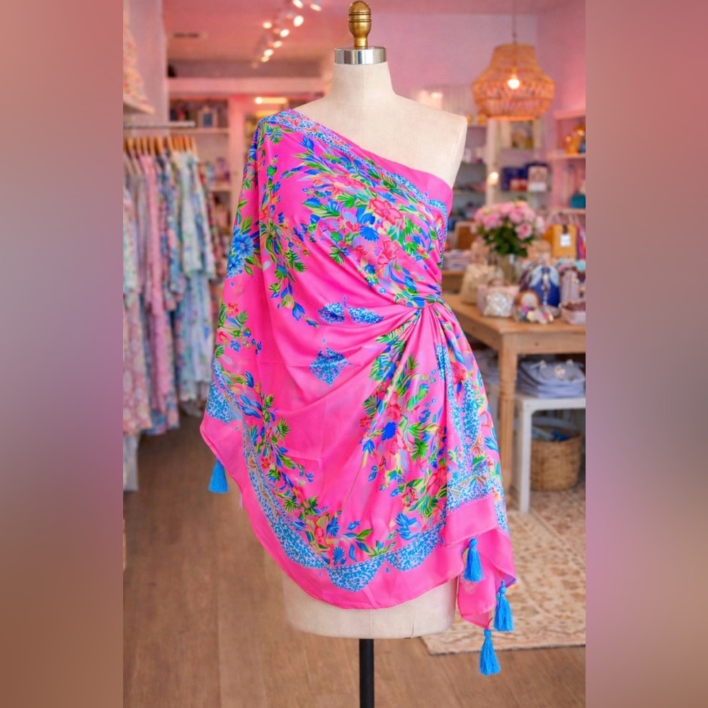 Lilly Pulitzer Pink and Blue Floral Sarong